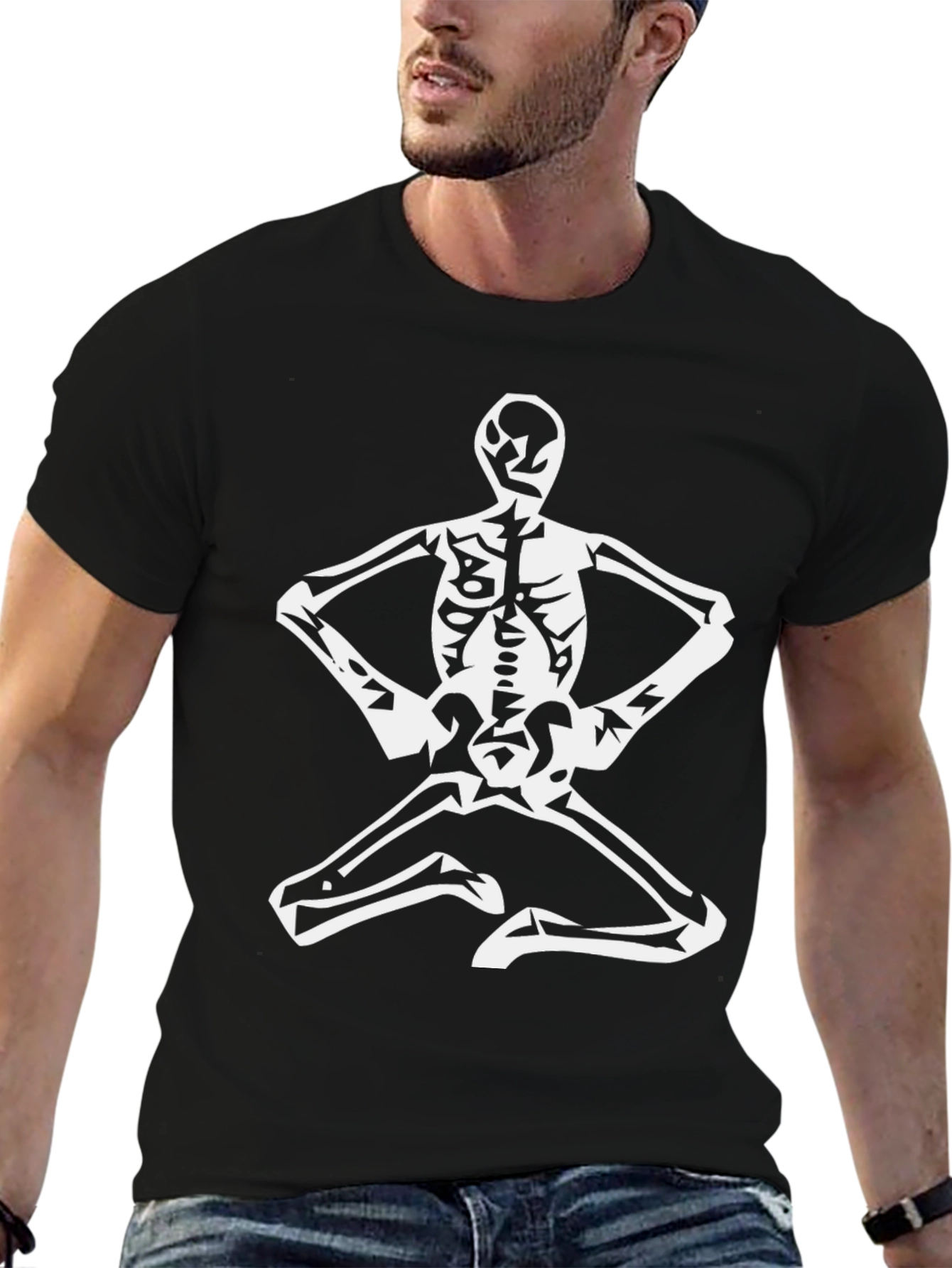 Skeleton Yoga T-Shirt - Black