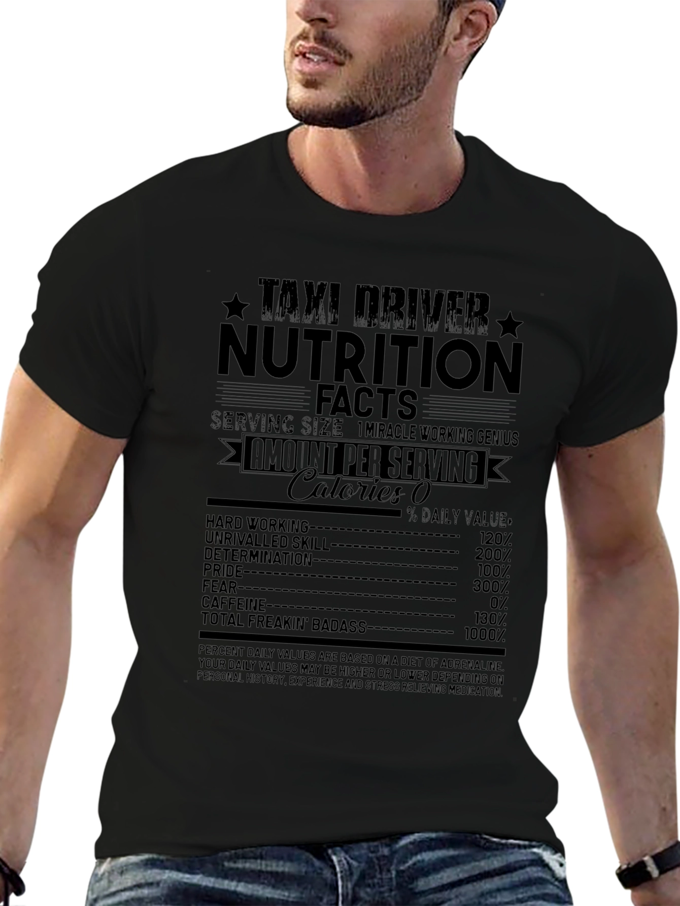 Taxi Driver Nutrition Facts Graphic T-Shirt