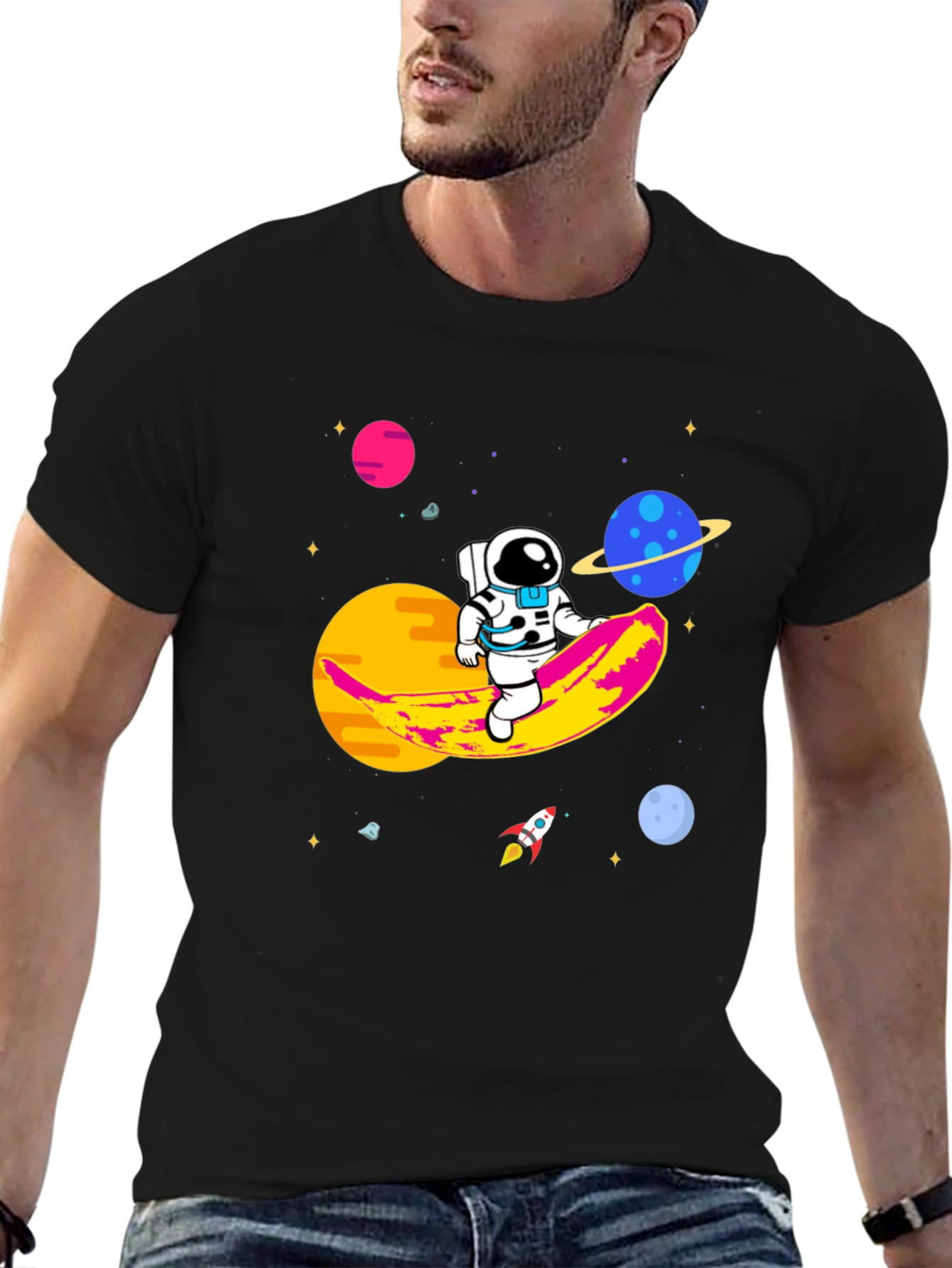 Astronaut Banana Ride Graphic Tee
