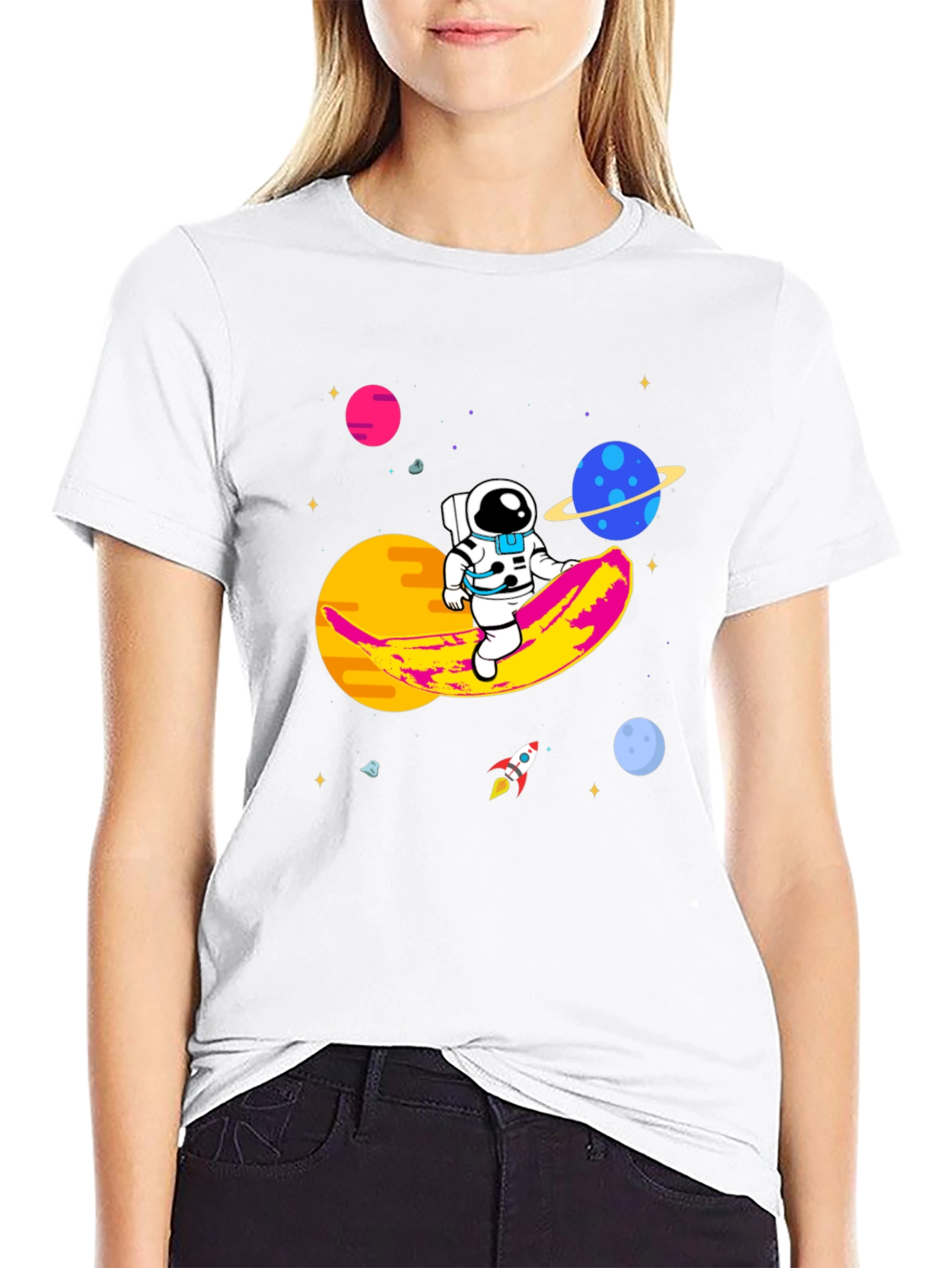 Astronaut Banana Ride Graphic Tee