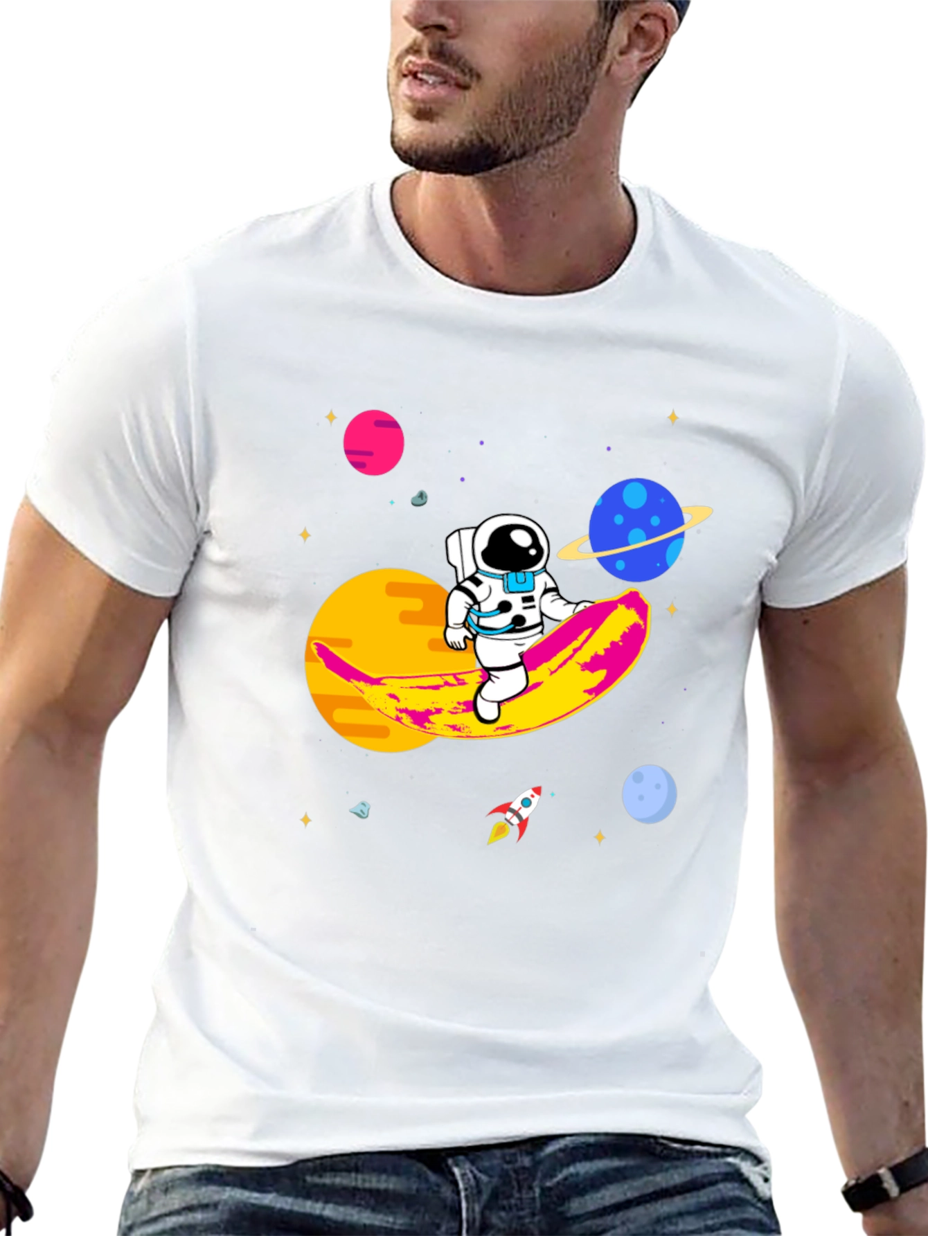 Astronaut Banana Ride Graphic Tee