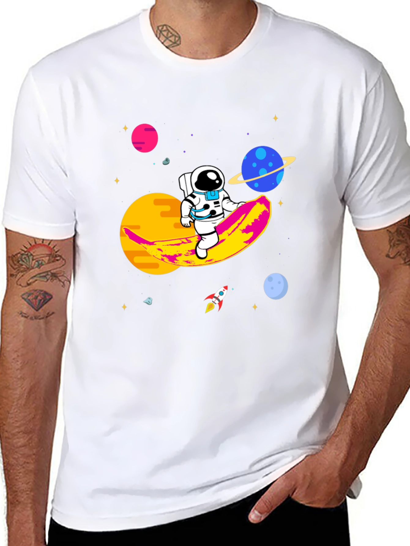 Astronaut Banana Ride Graphic Tee