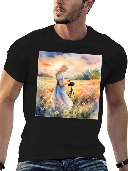 Floral Photographer Graphic T-Shirt