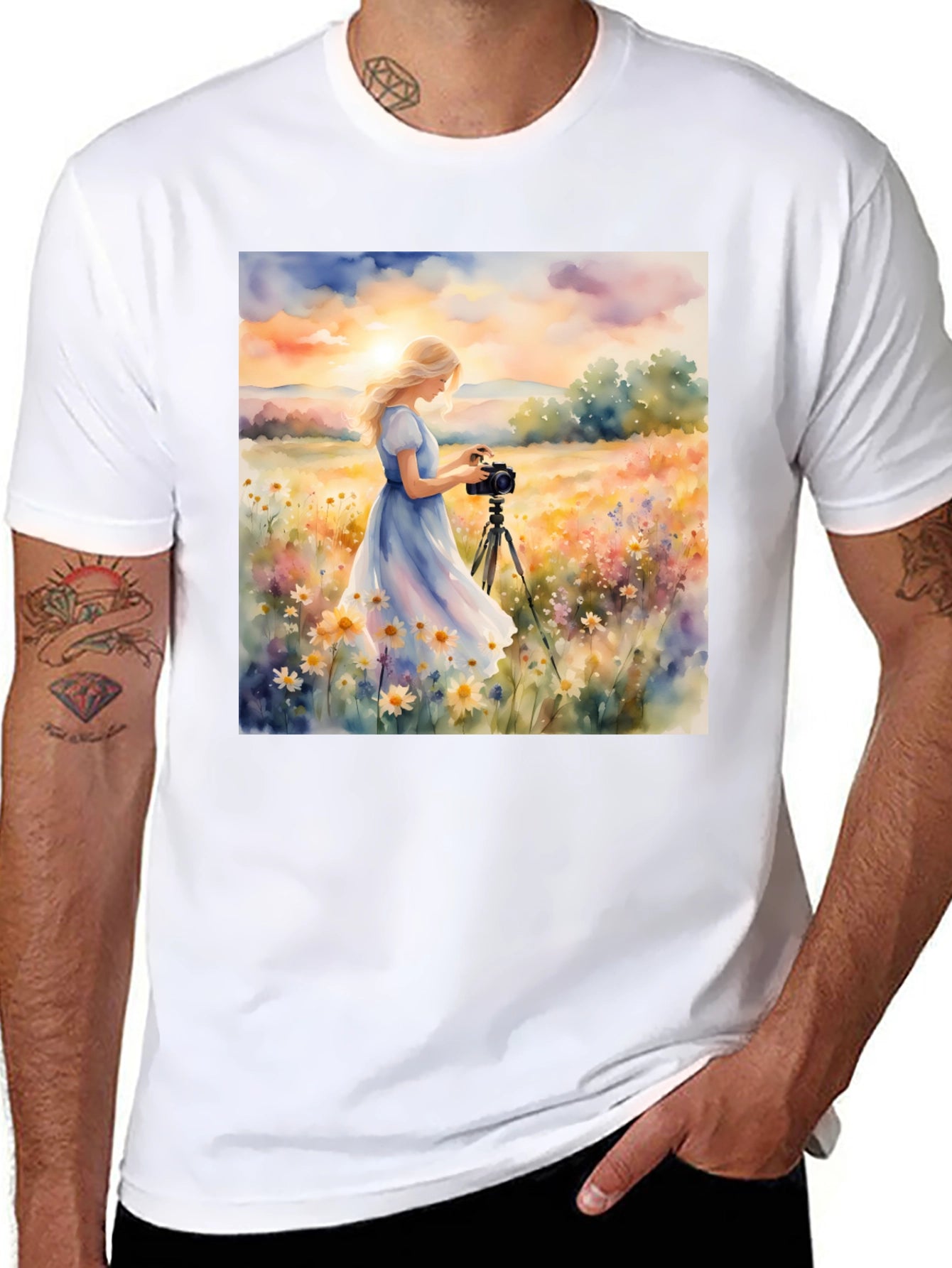 Floral Photographer Graphic T-Shirt