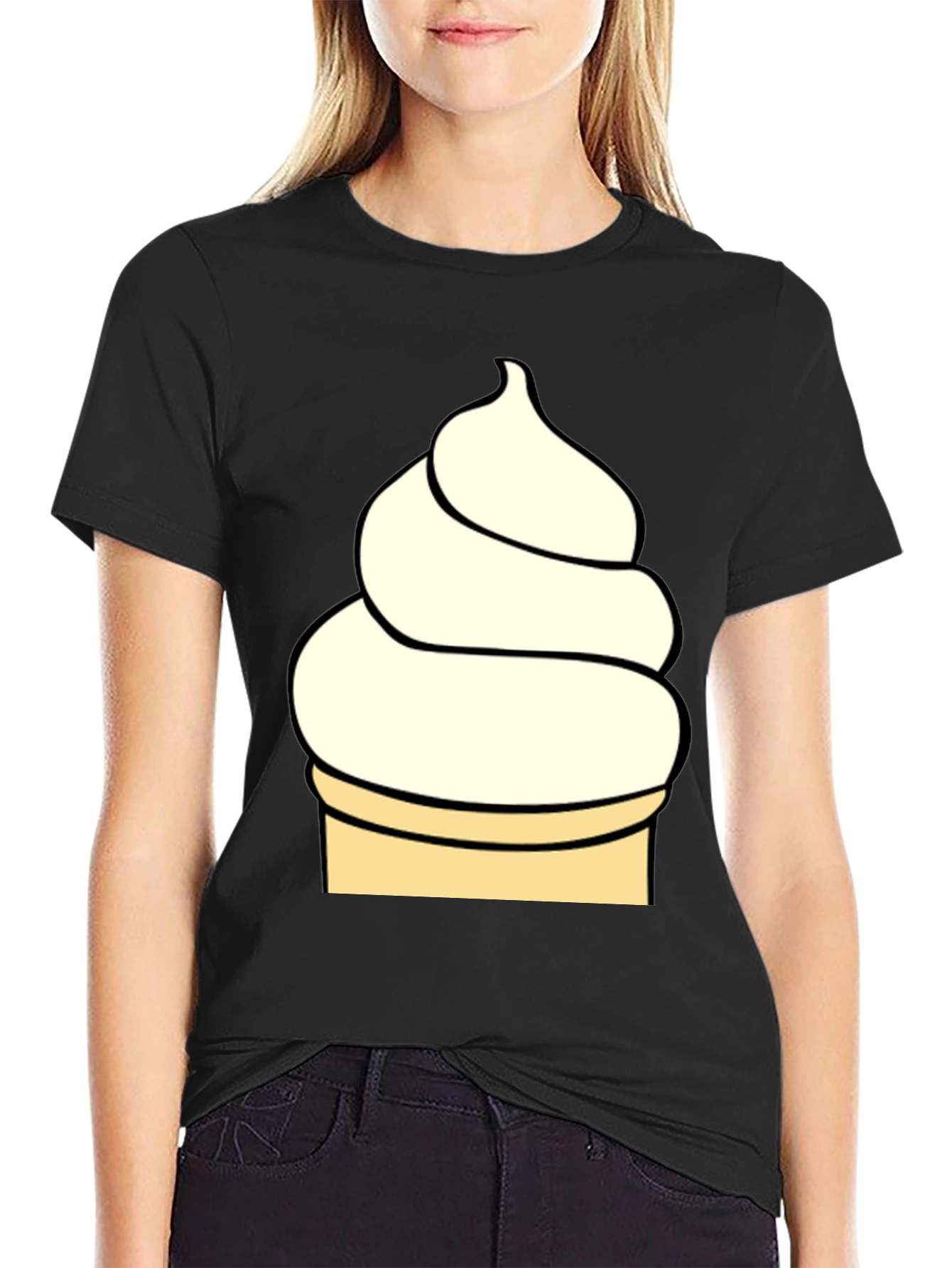 Ice Cream Cone Graphic T-Shirt - Black