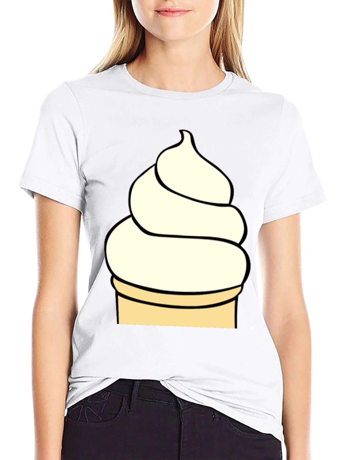 Ice Cream Cone Graphic T-Shirt - Black