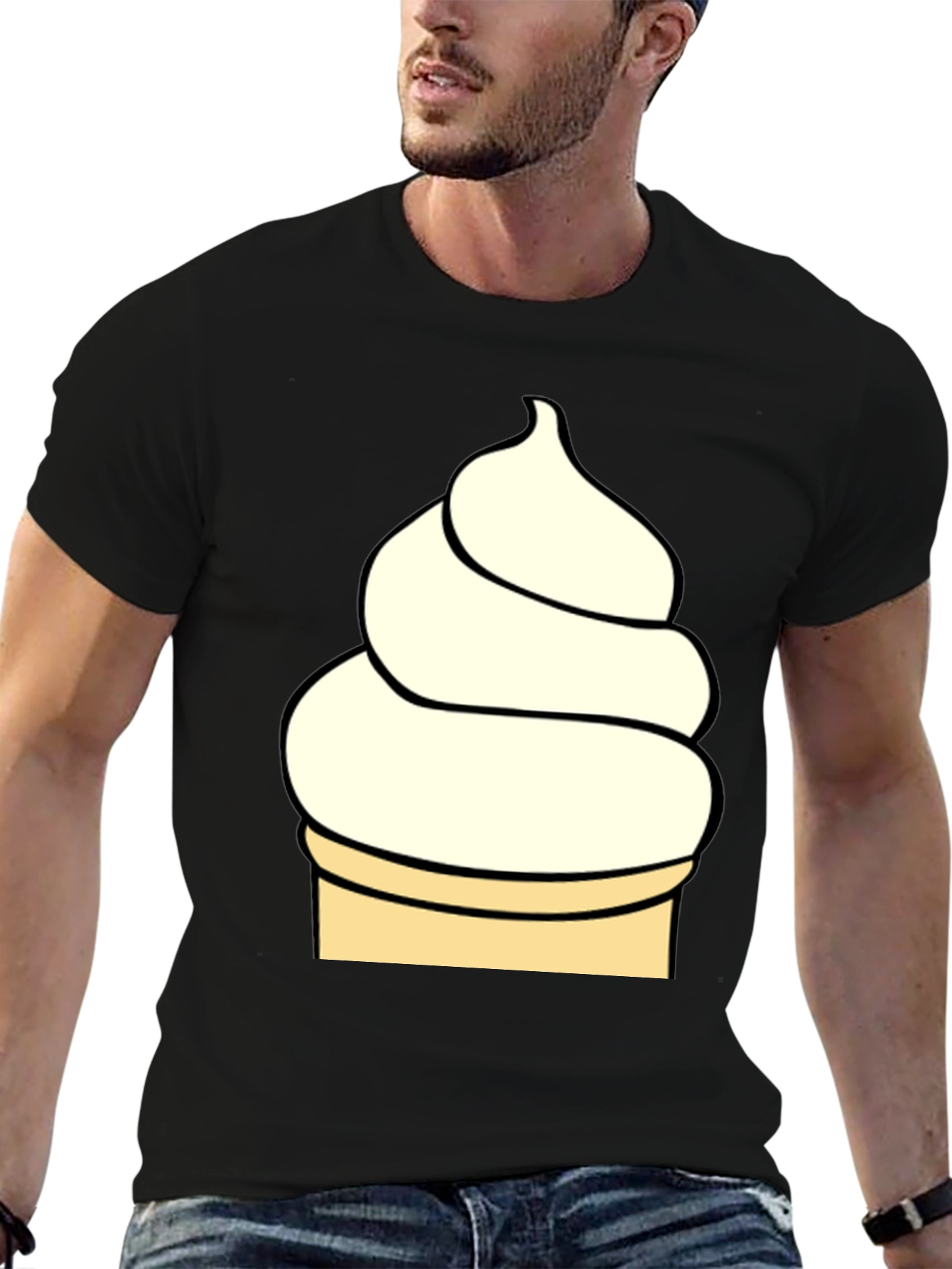 Ice Cream Cone Graphic T-Shirt - Black