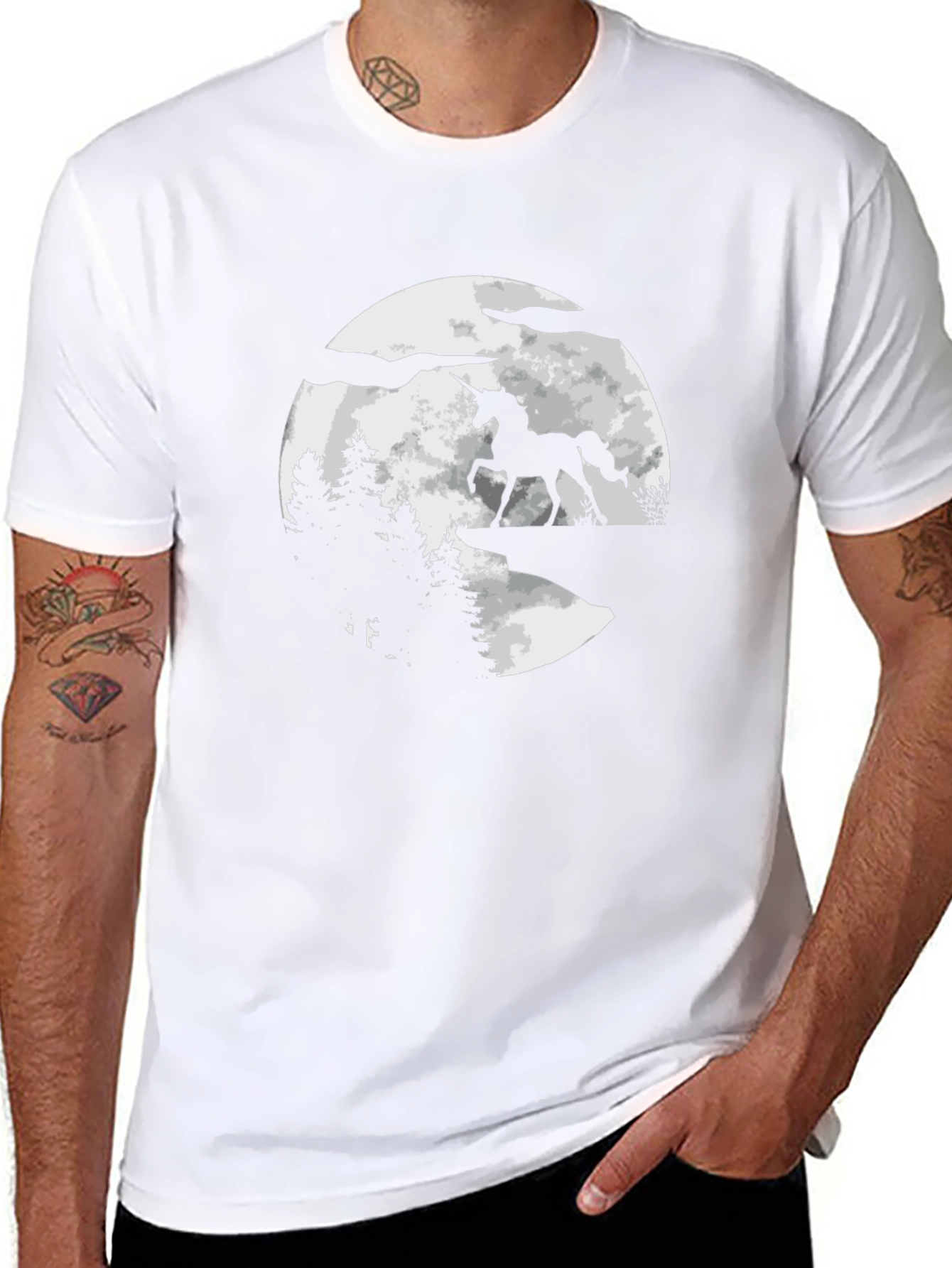 Unicorn Silhouette Moon Graphic Tee