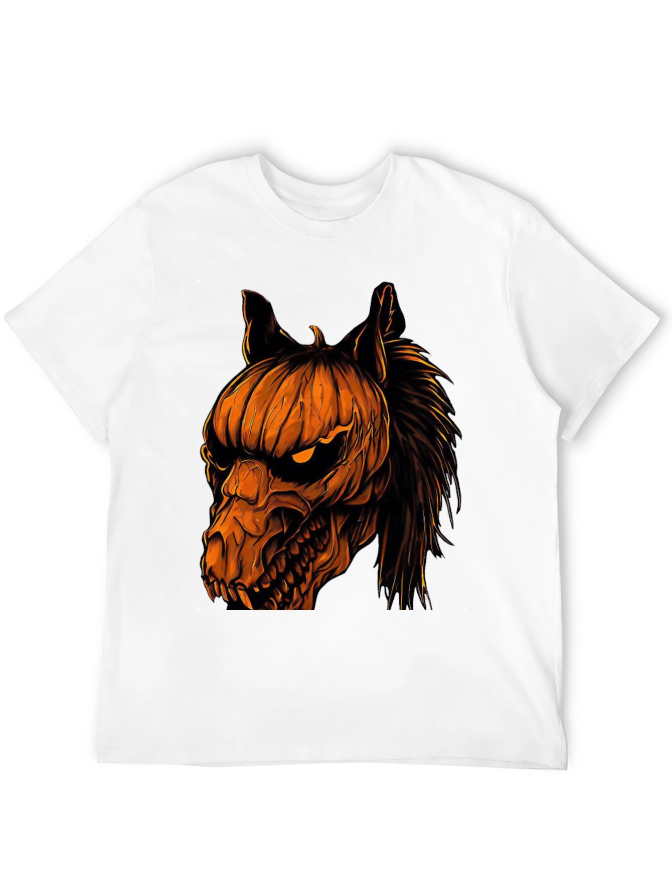 Halloween Pumpkin Horse Head Graphic T-Shirt
