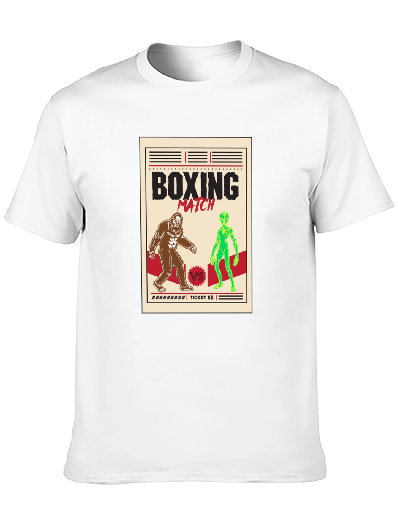 Boxing Match Bigfoot vs Alien Graphic Tee