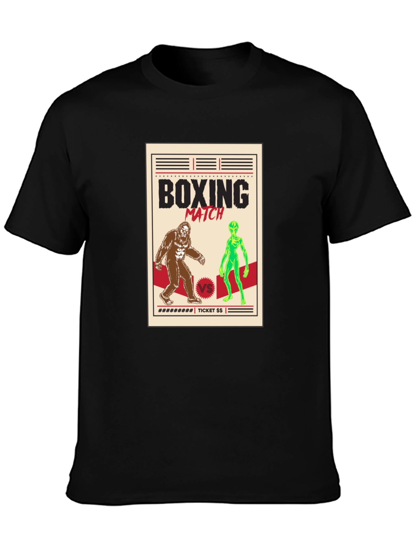 Boxing Match Bigfoot vs Alien Graphic Tee