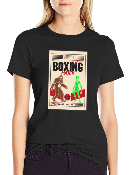 Boxing Match Bigfoot vs Alien Graphic Tee