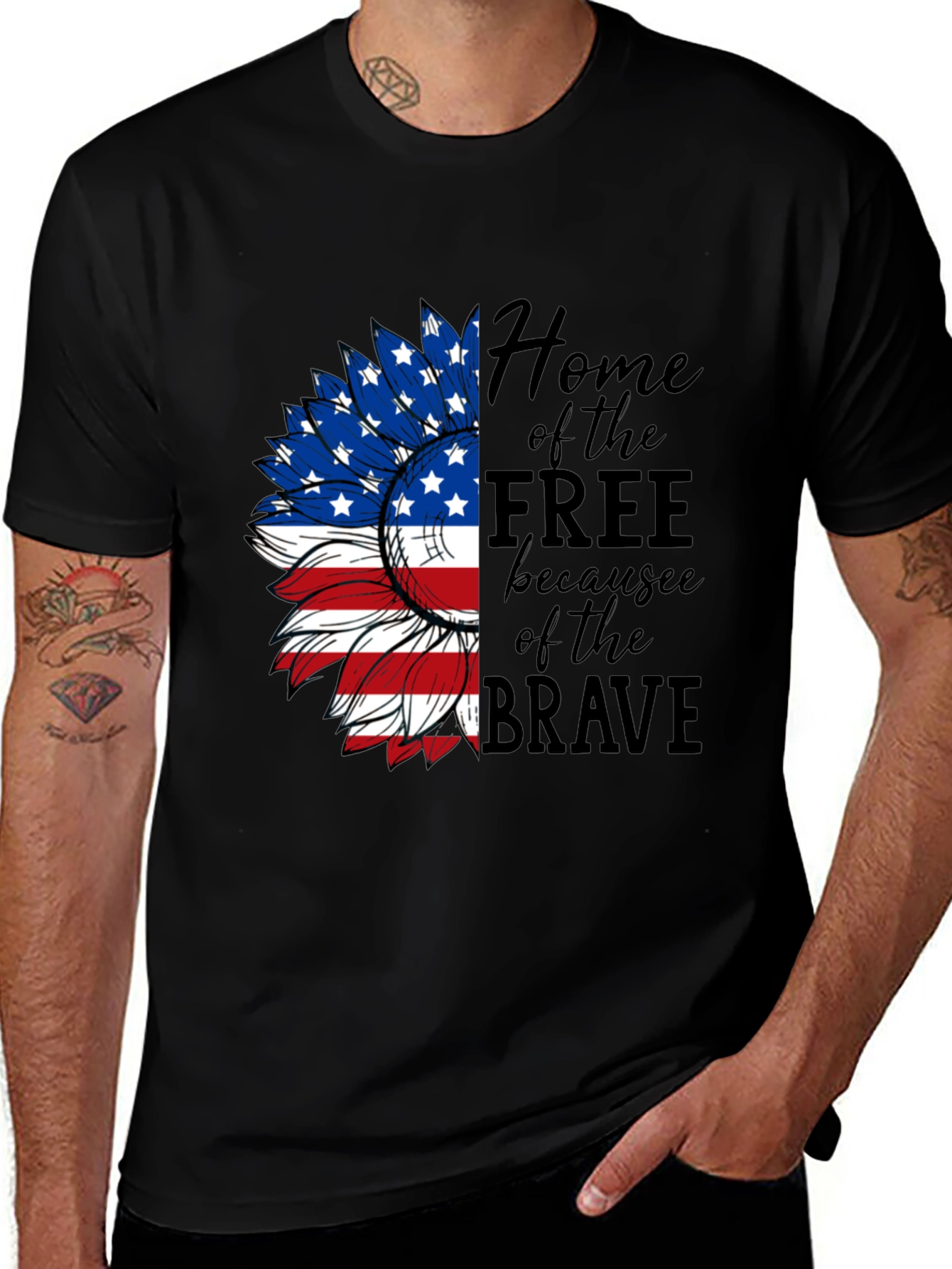 Patriotic Sunflower Graphic Tee - Home of the Free