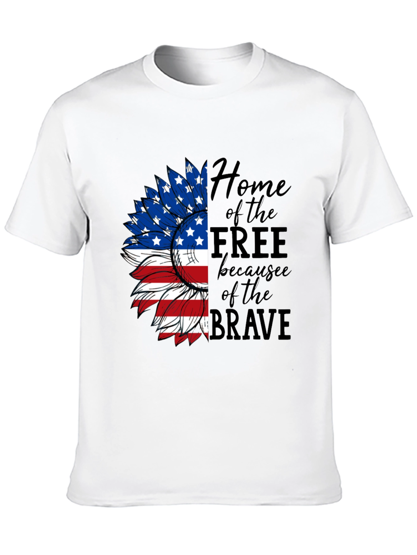 Patriotic Sunflower Graphic Tee - Home of the Free