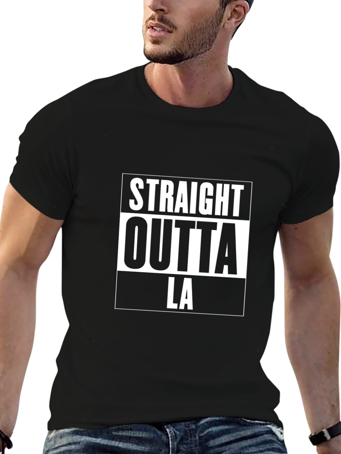 Straight Outta LA Black Graphic Tee