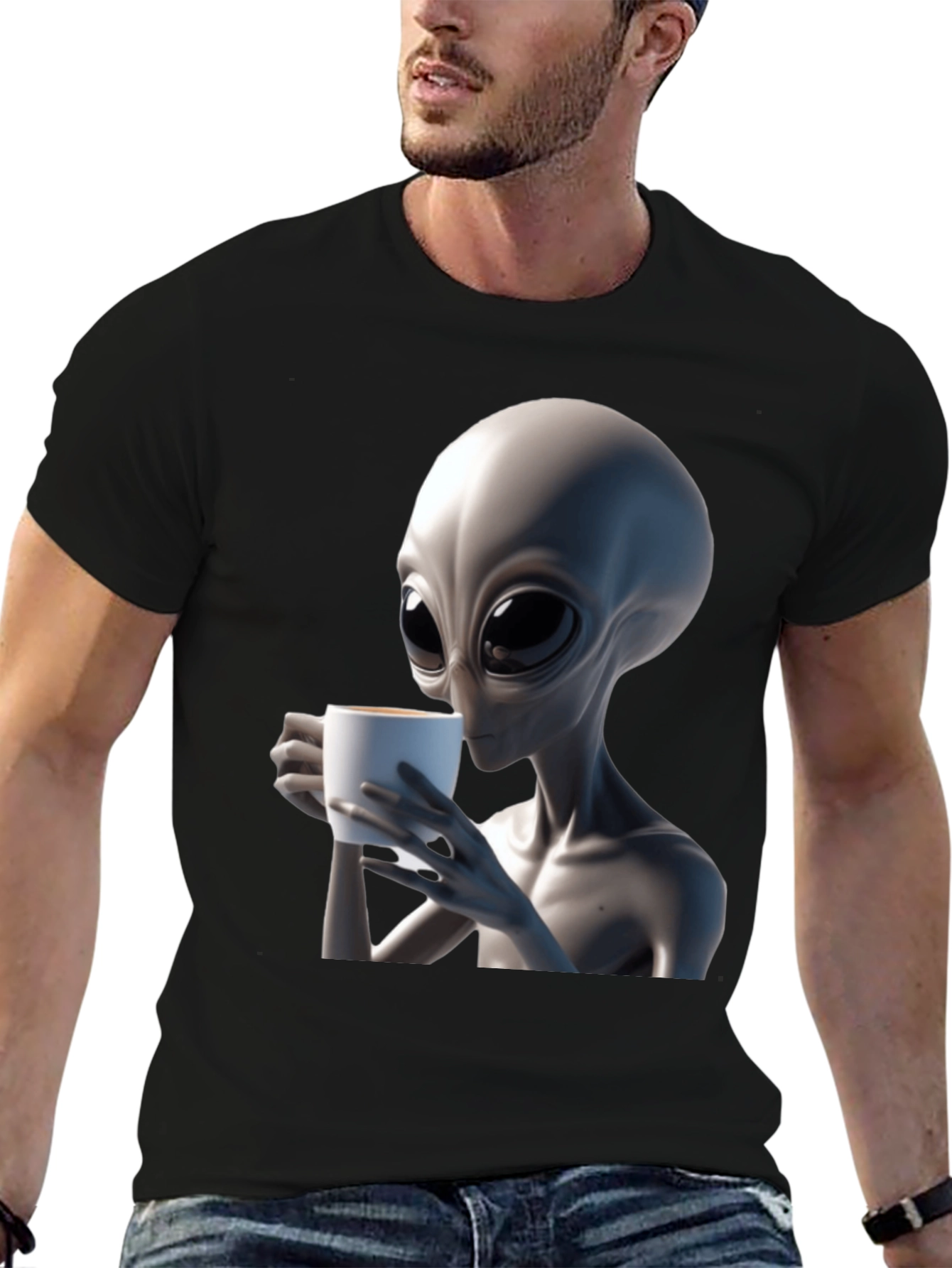 Alien Coffee Lover T-Shirt - Black