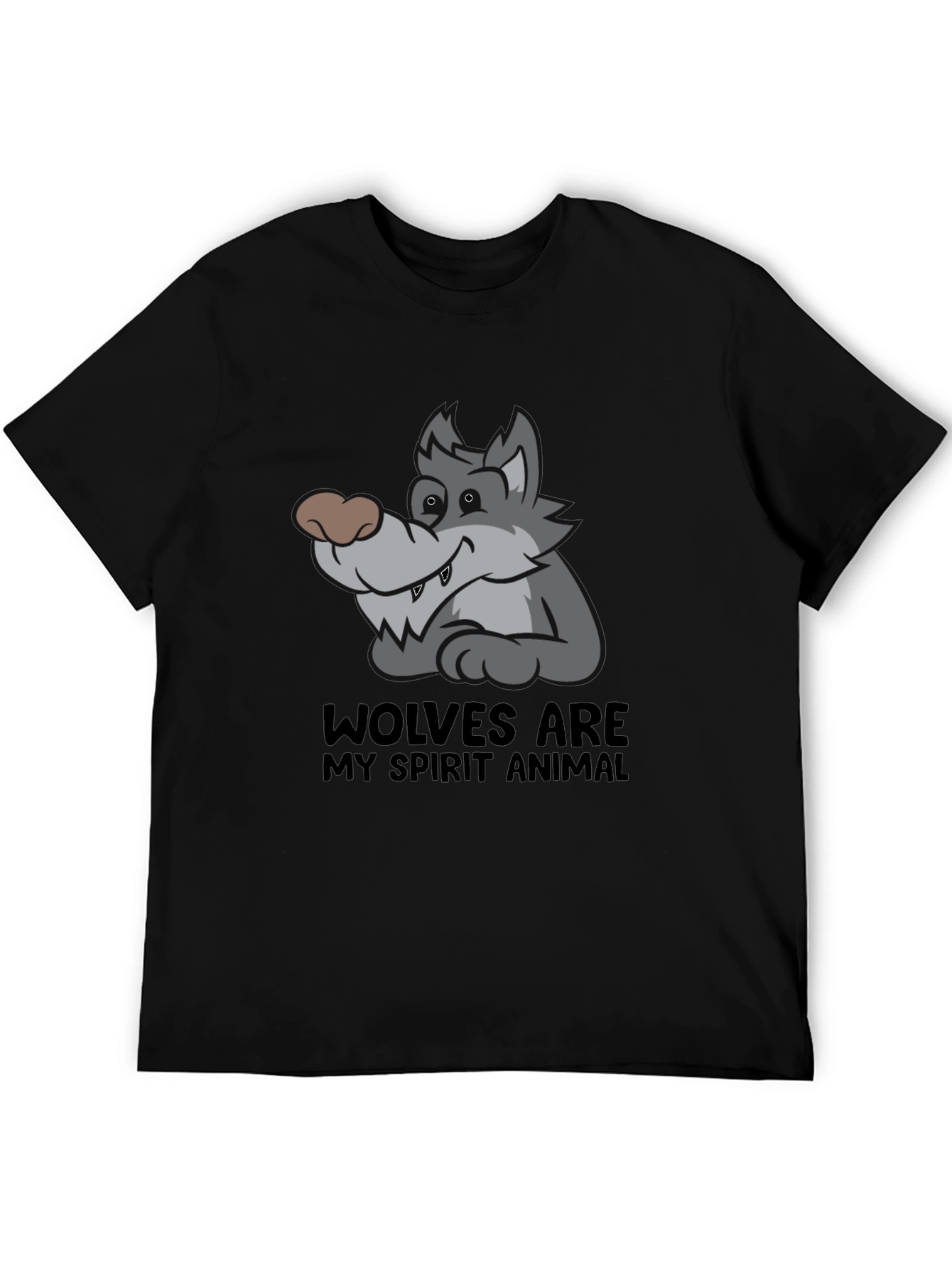 Wolf Spirit Animal Graphic T-Shirt - Black
