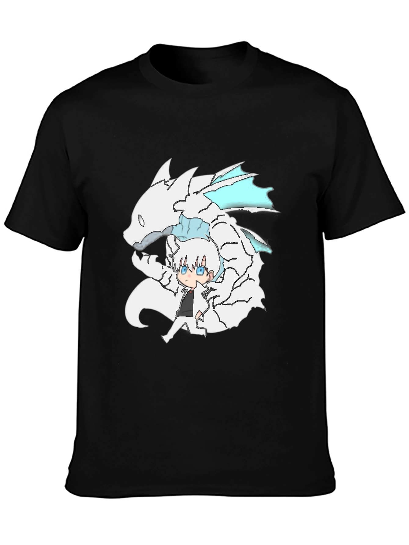 Anime Dragon Graphic Black T-Shirt