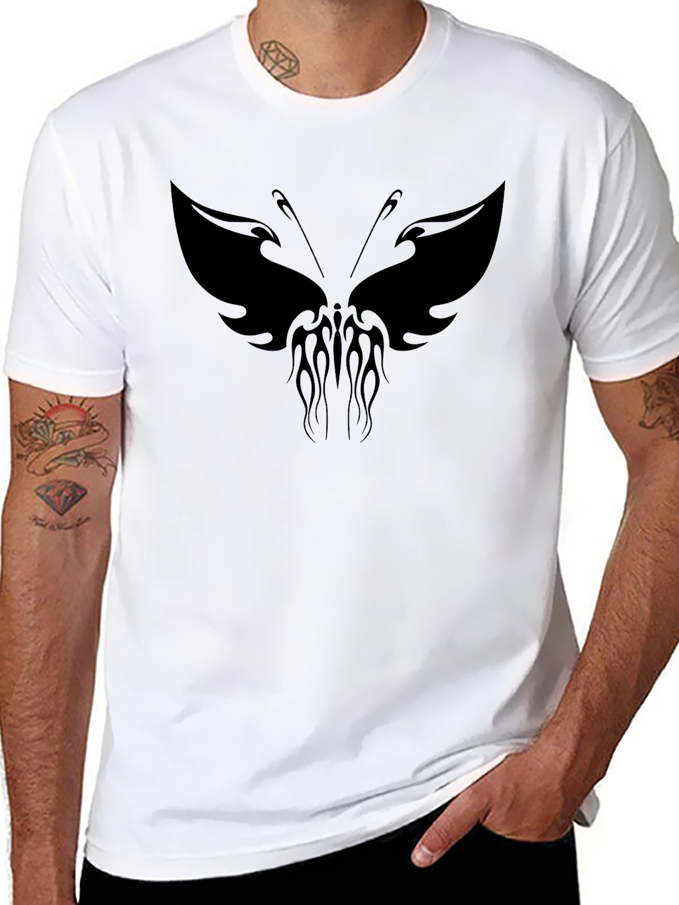 Mens Black Butterfly Flame Graphic Tee