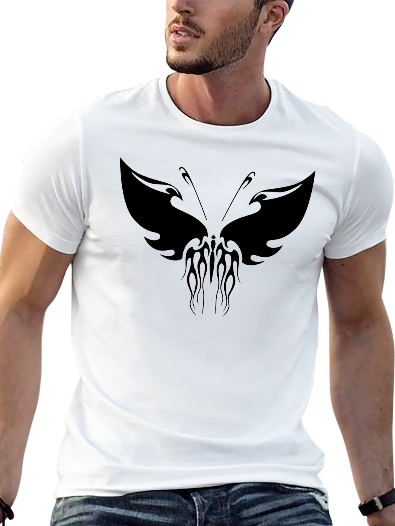 Mens Black Butterfly Flame Graphic Tee