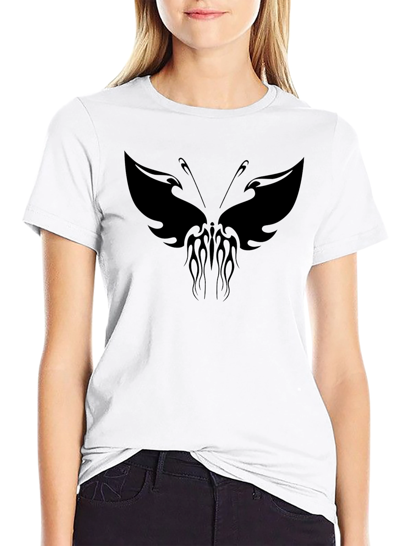 Mens Black Butterfly Flame Graphic Tee