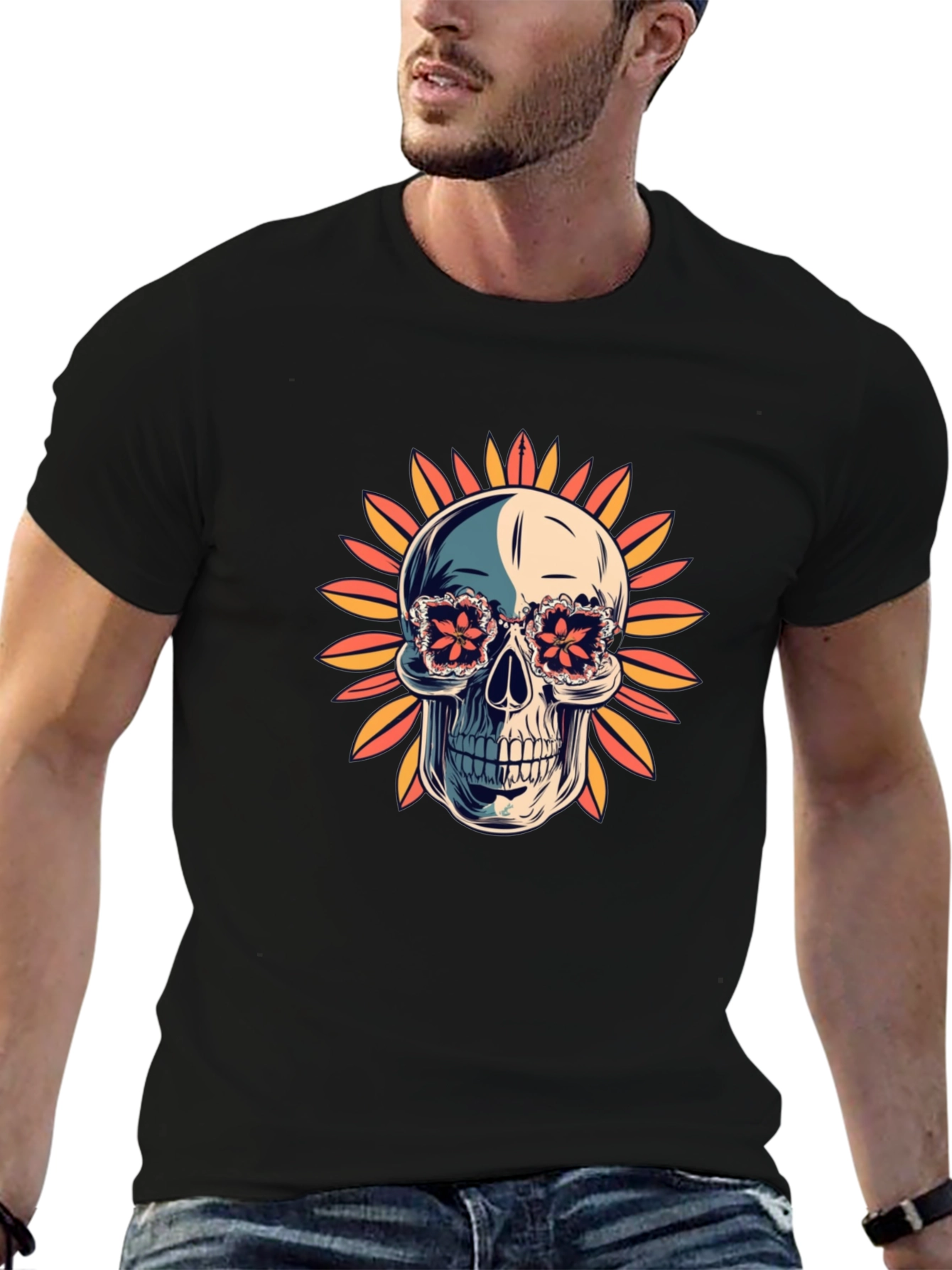 Skull in Floral Glasses T-Shirt