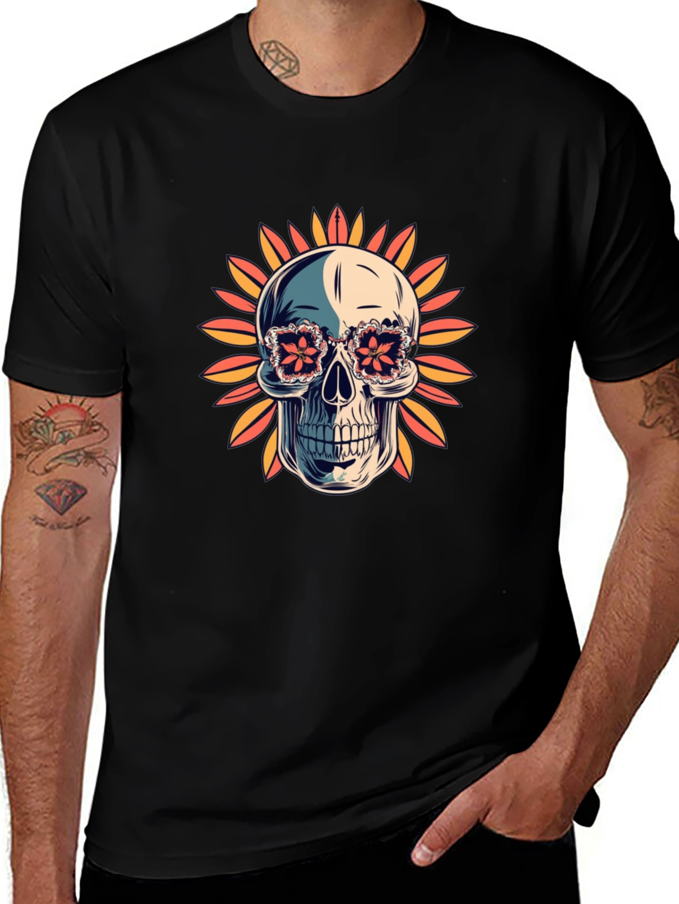 Skull in Floral Glasses T-Shirt