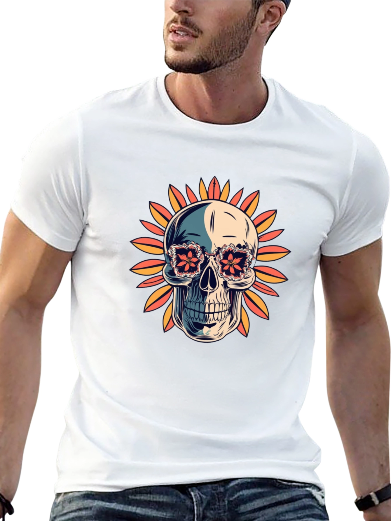 Skull in Floral Glasses T-Shirt