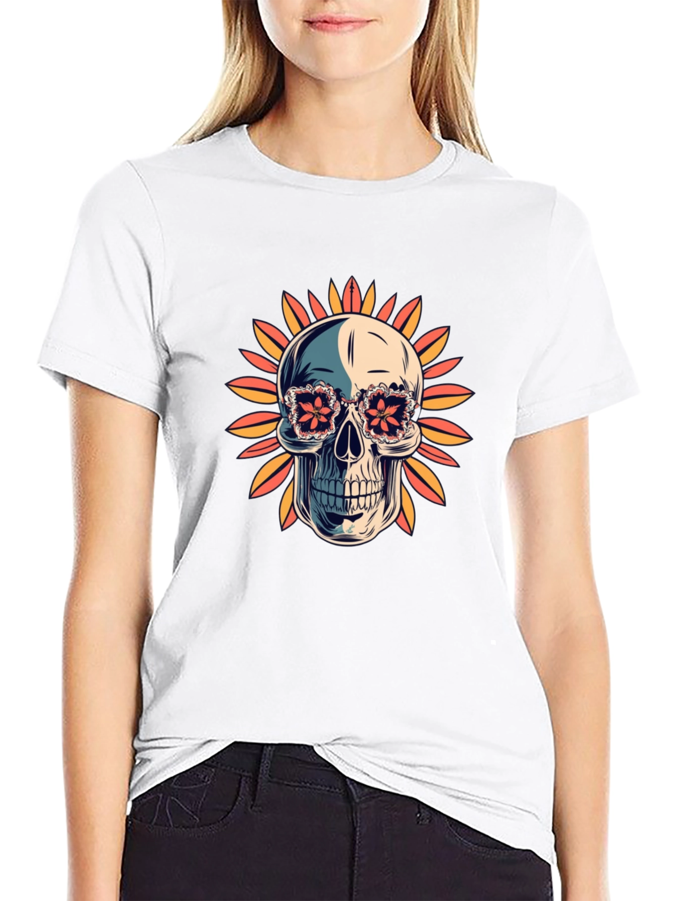 Skull in Floral Glasses T-Shirt