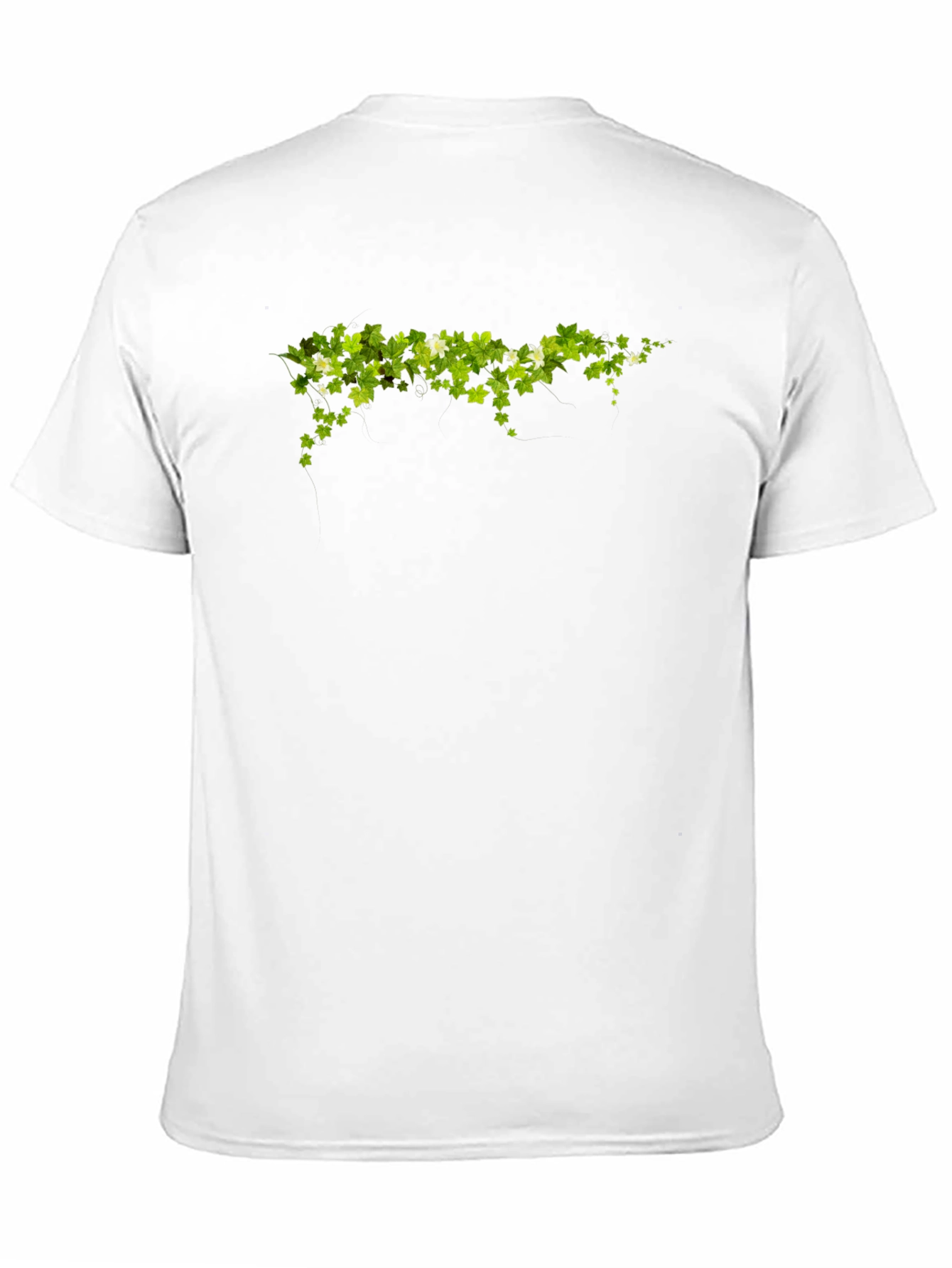 Green Leaf Design Black T-Shirt