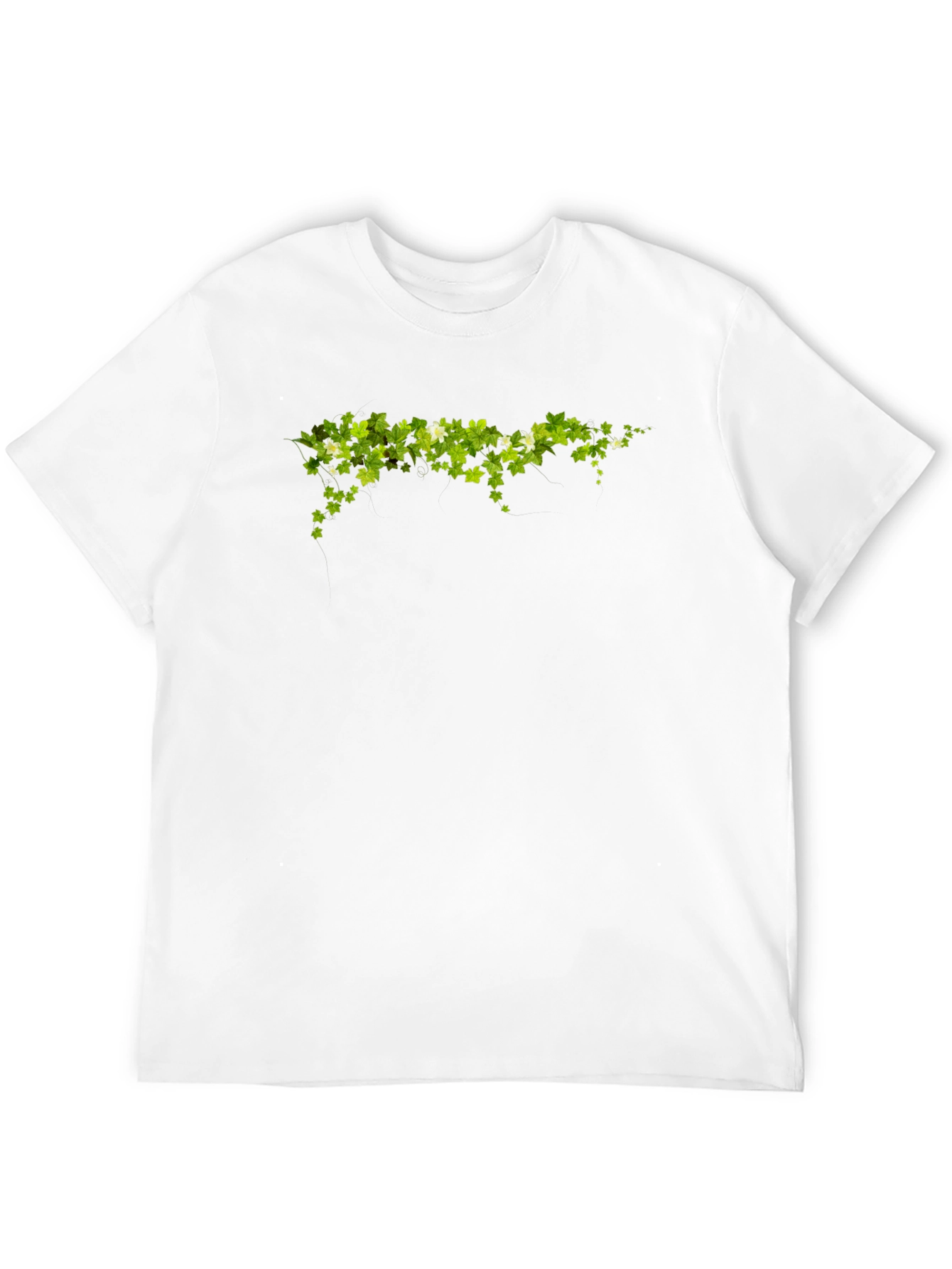 Green Leaf Design Black T-Shirt