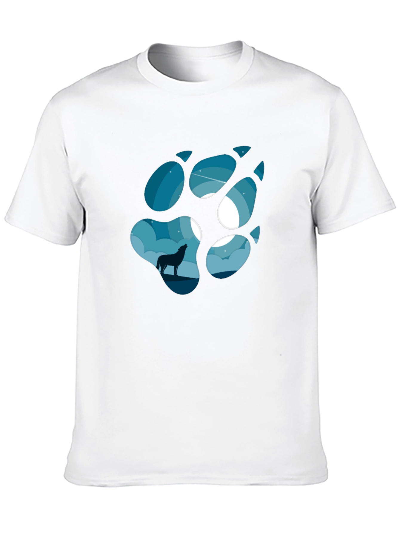 Wolf Paw Print T-Shirt - Night Sky Design