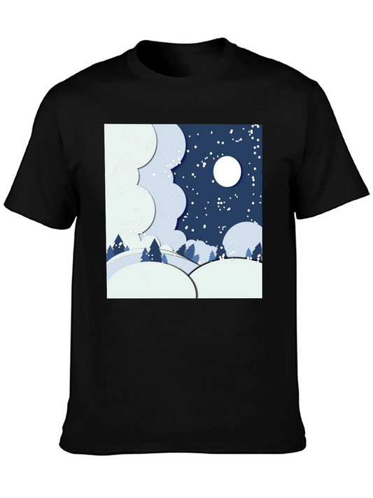 Winter Nightscape Graphic Tee - Stylish Comfort
