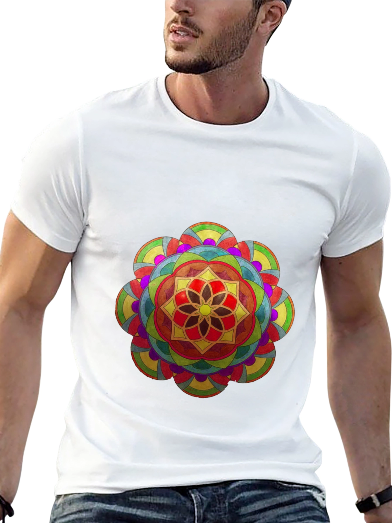 Vibrant Mandala Graphic Black T-Shirt