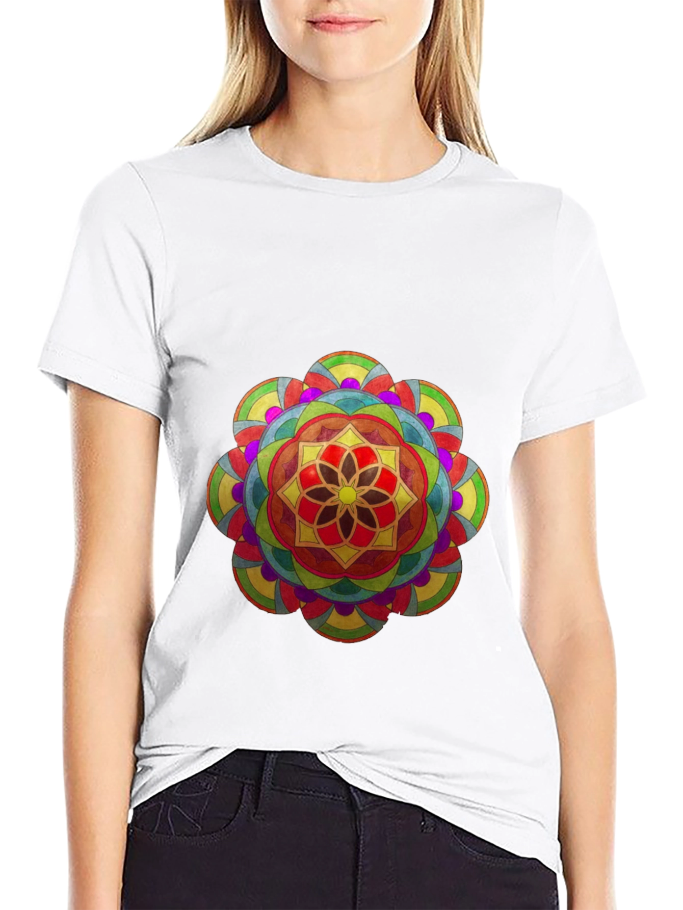 Vibrant Mandala Graphic Black T-Shirt
