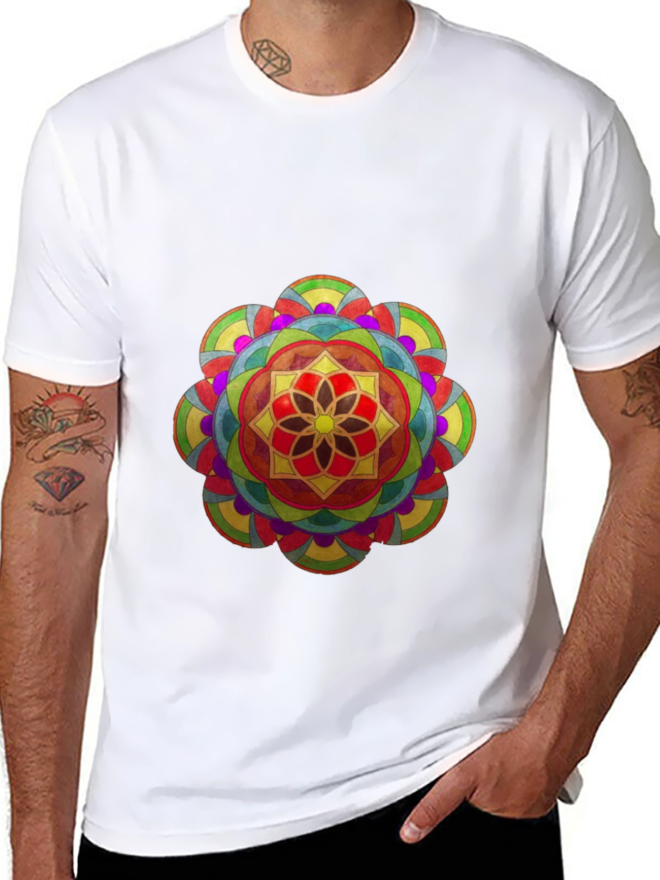 Vibrant Mandala Graphic Black T-Shirt