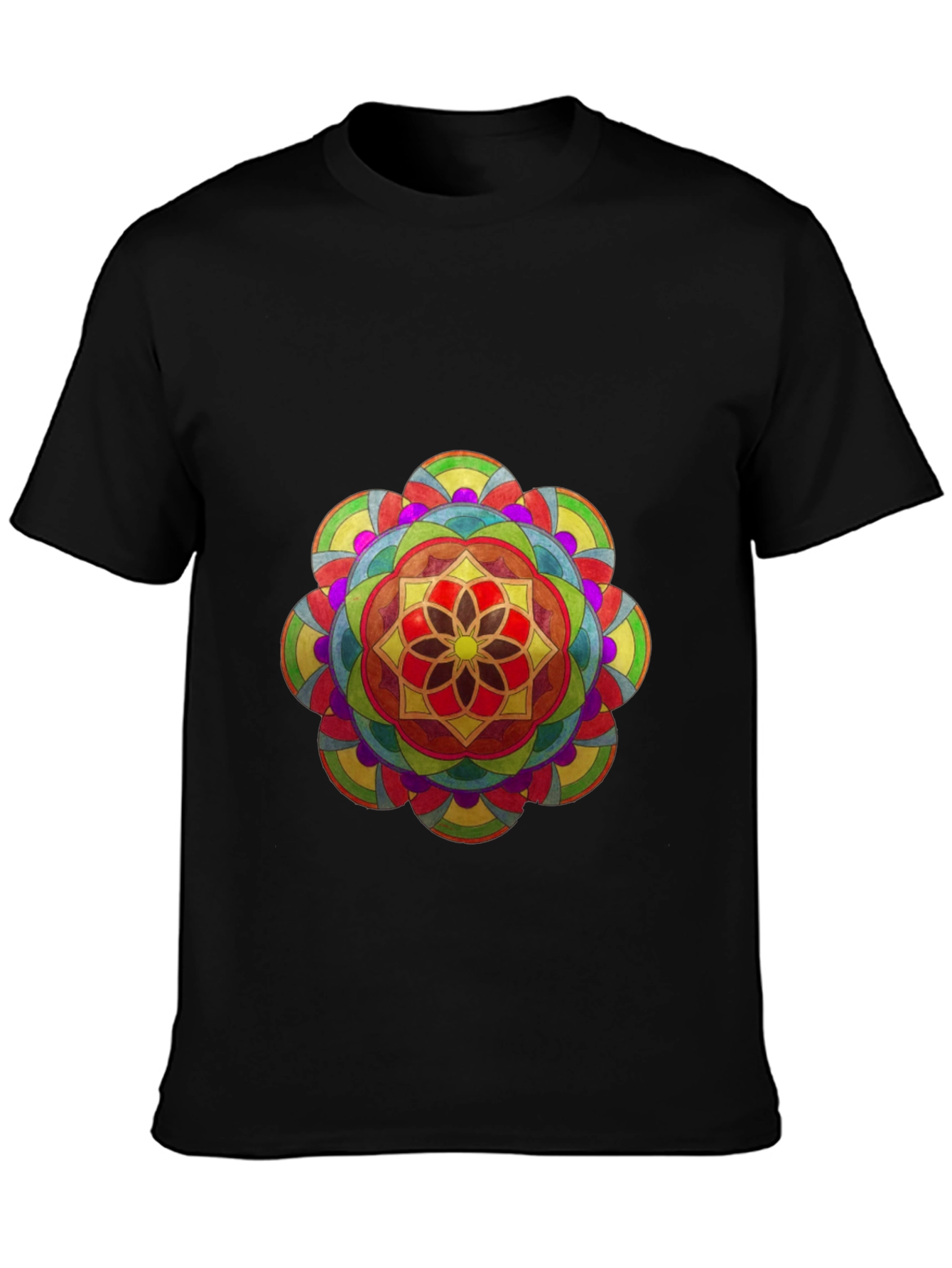 Vibrant Mandala Graphic Black T-Shirt