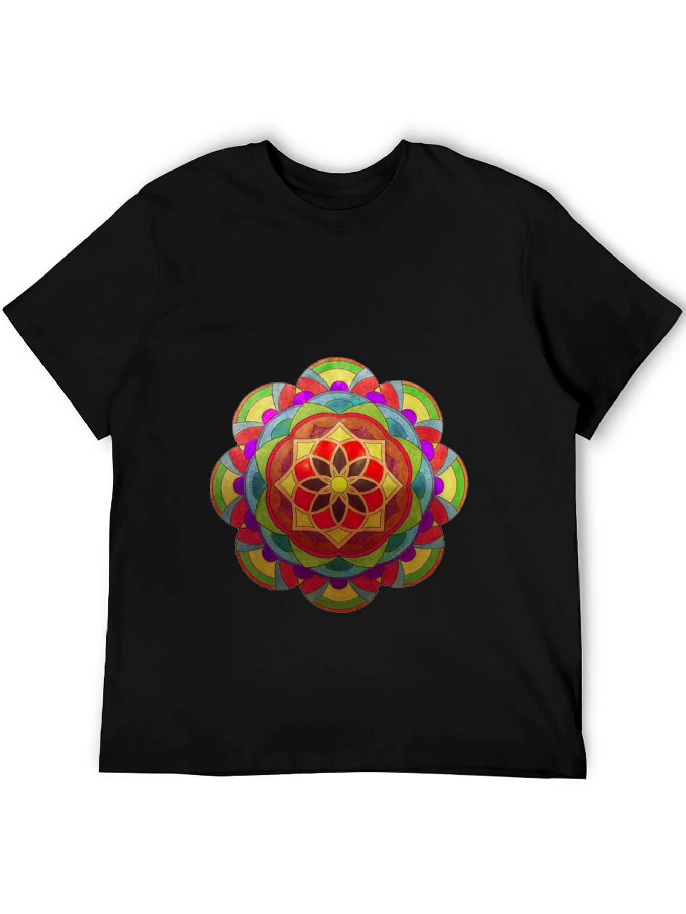 Vibrant Mandala Graphic Black T-Shirt
