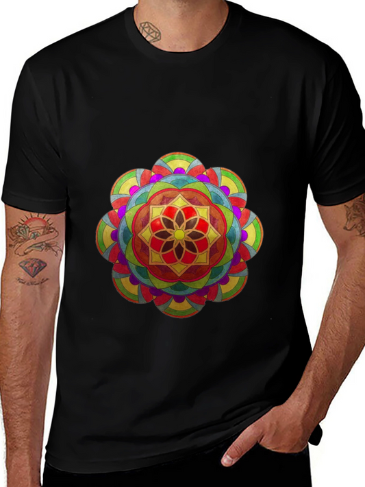 Vibrant Mandala Graphic Black T-Shirt