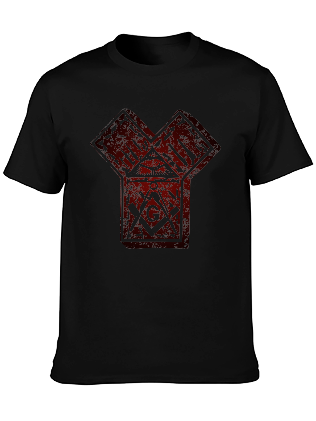 Graphic Print Tee - Freemasonry Symbol Black T-Shirt