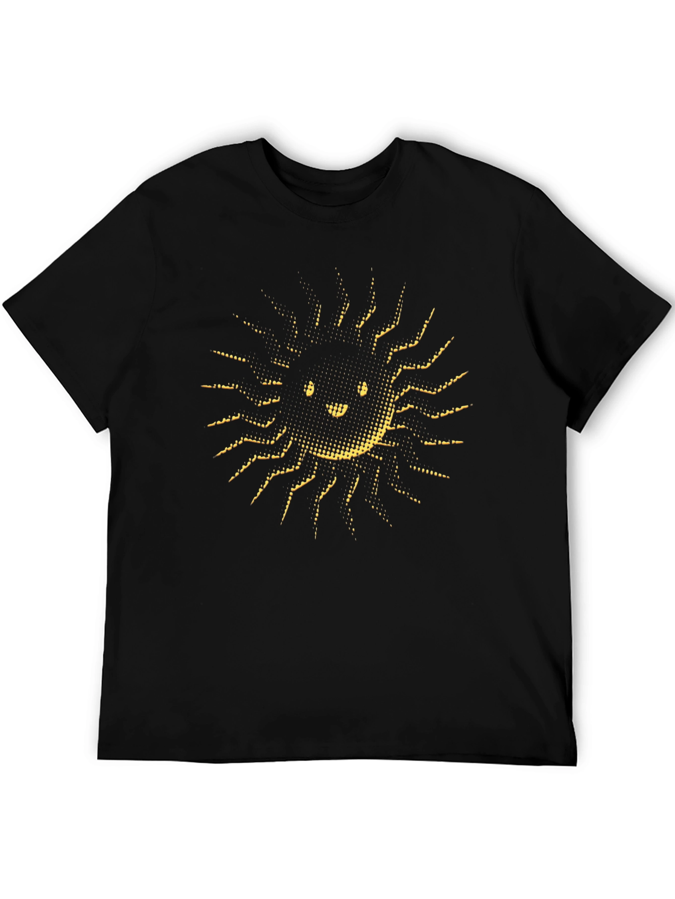 Smiling Sun Graphic Tee - Soft Black Cotton T-Shirt