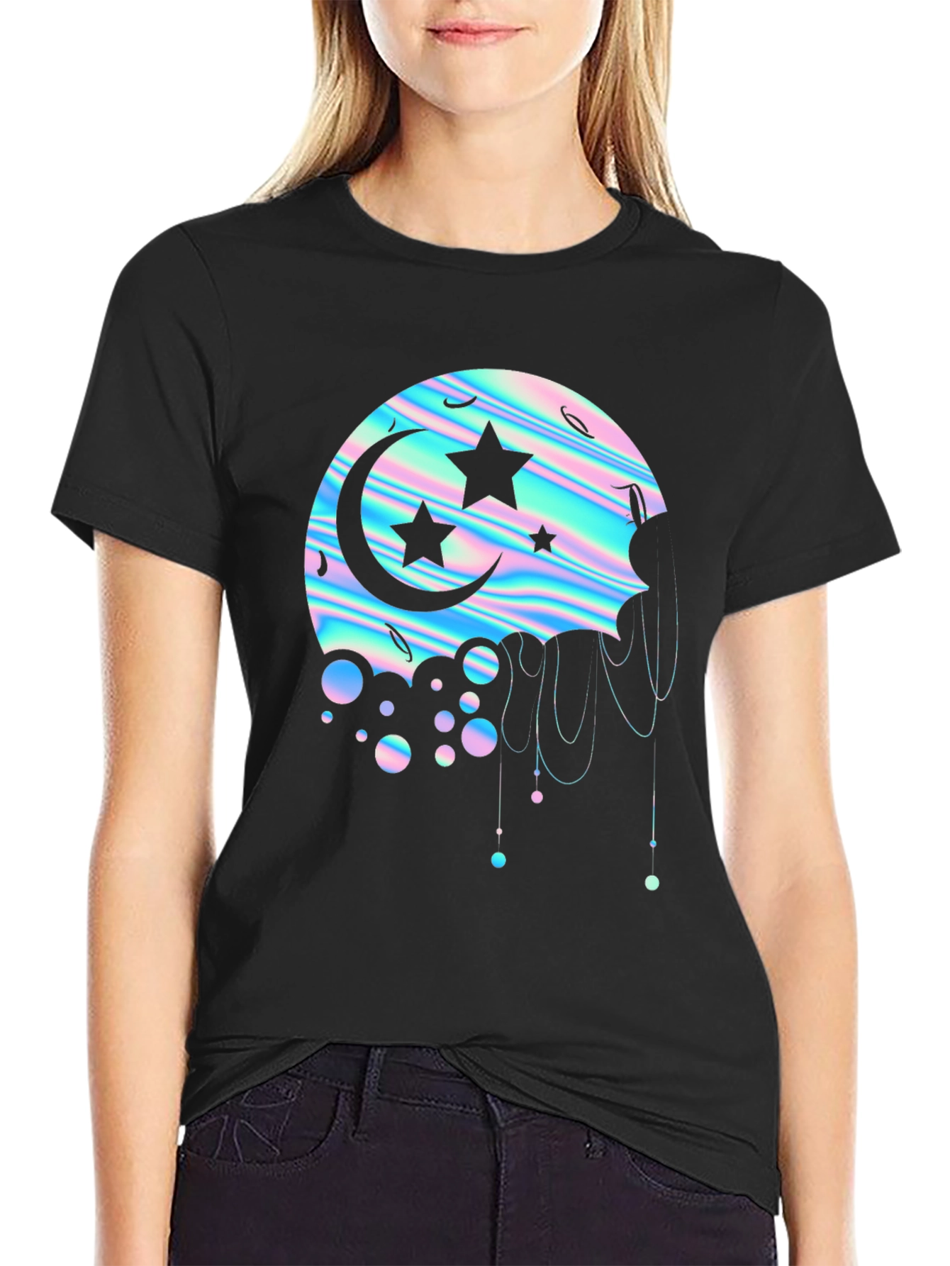 Holographic Moon & Stars Graphic Tee