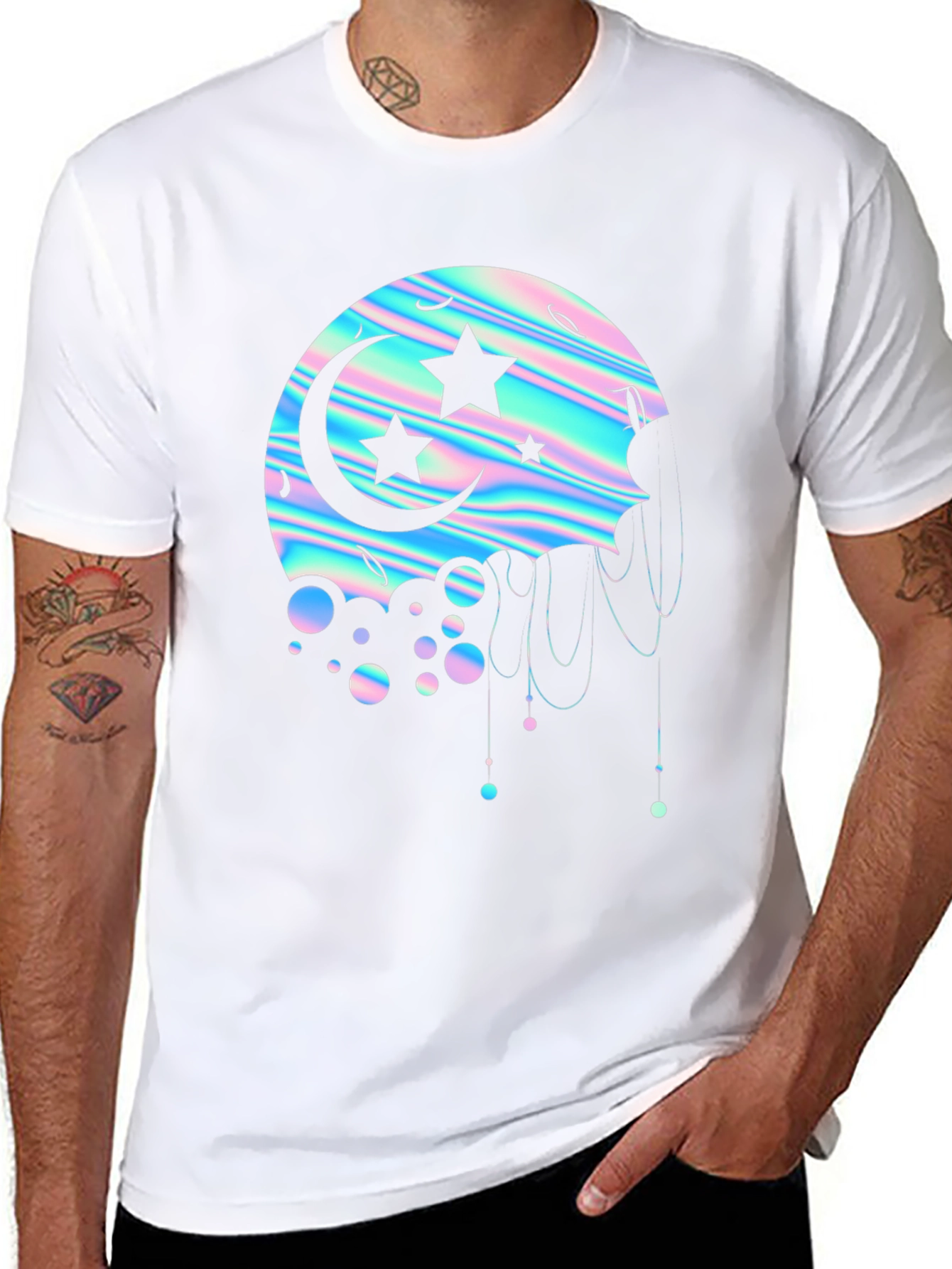 Holographic Moon & Stars Graphic Tee