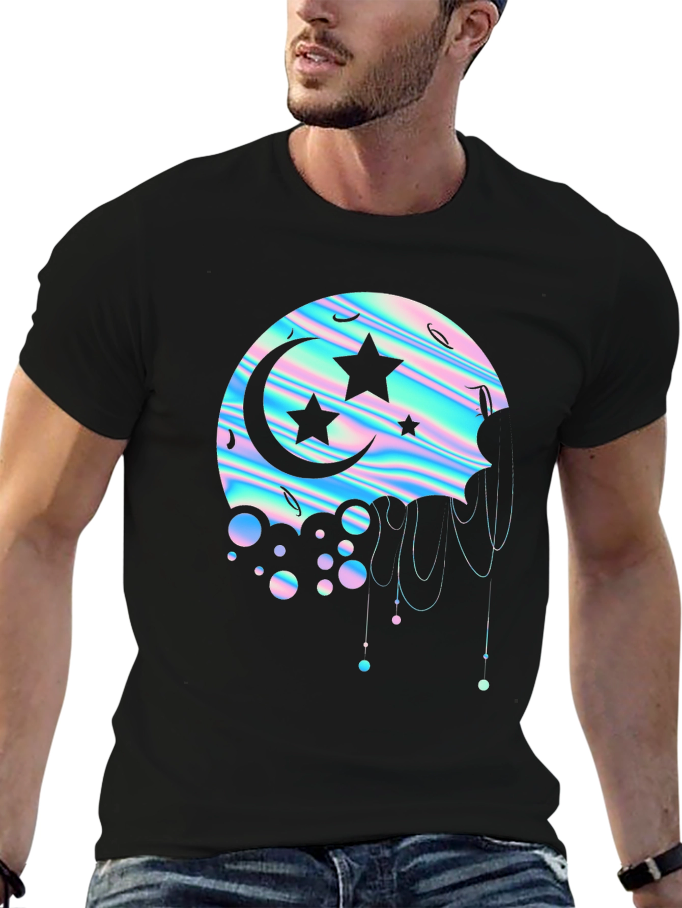 Holographic Moon & Stars Graphic Tee