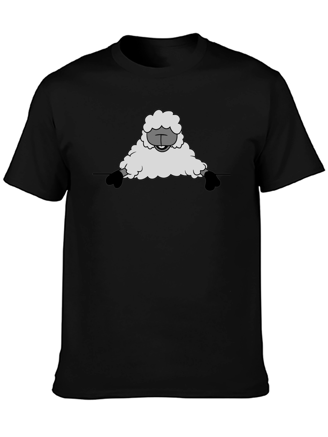 Funny Sheep Graphic Tee - Black Cotton T-Shirt