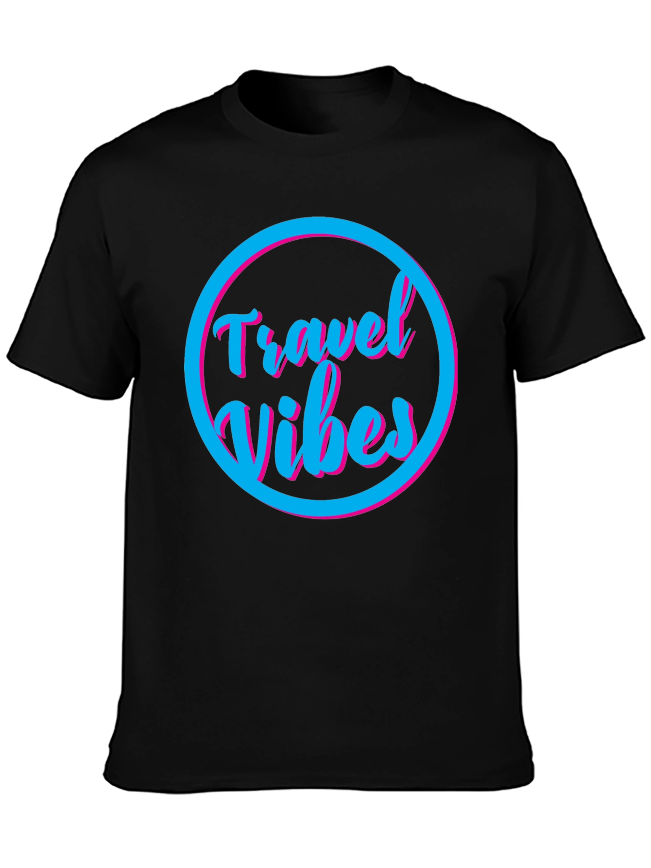 Travel Vibes Graphic Tee - Black Cotton T-Shirt