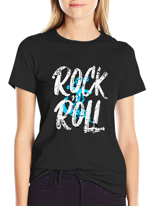Rock and Roll Graphic Print Black T-Shirt