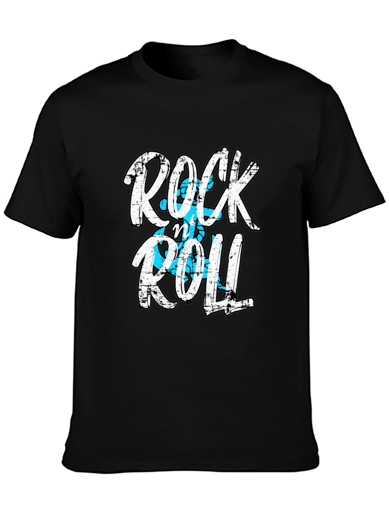 Rock and Roll Graphic Print Black T-Shirt