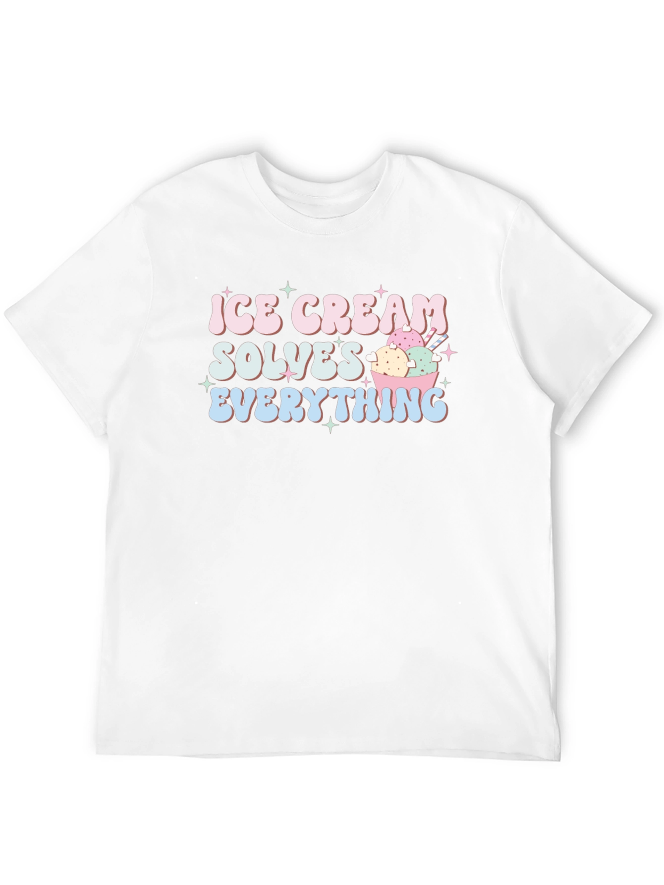 Ice Cream Solves Everything Black T-Shirt