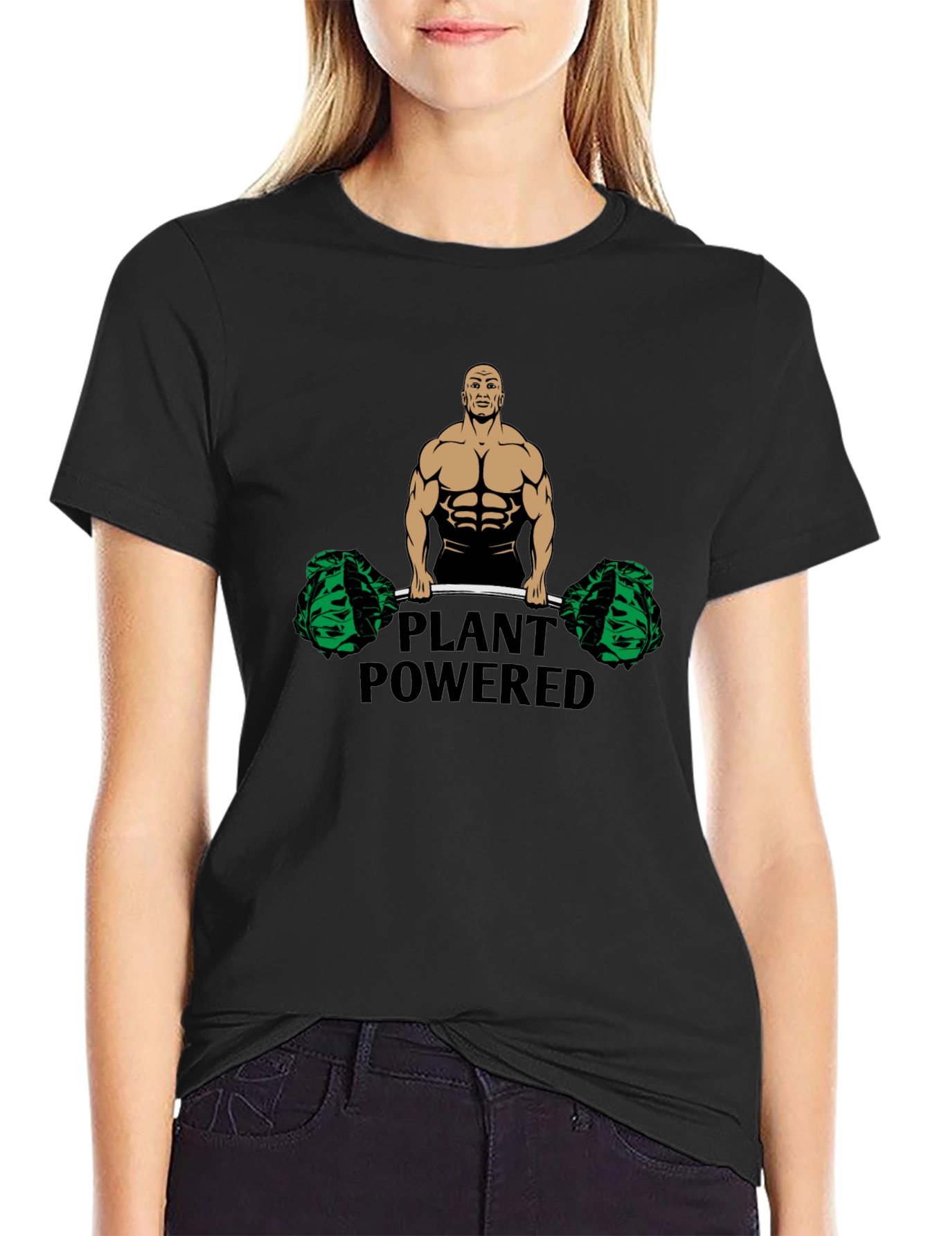 Plant Powered Black T-Shirt - Vegan Fitness Apparel